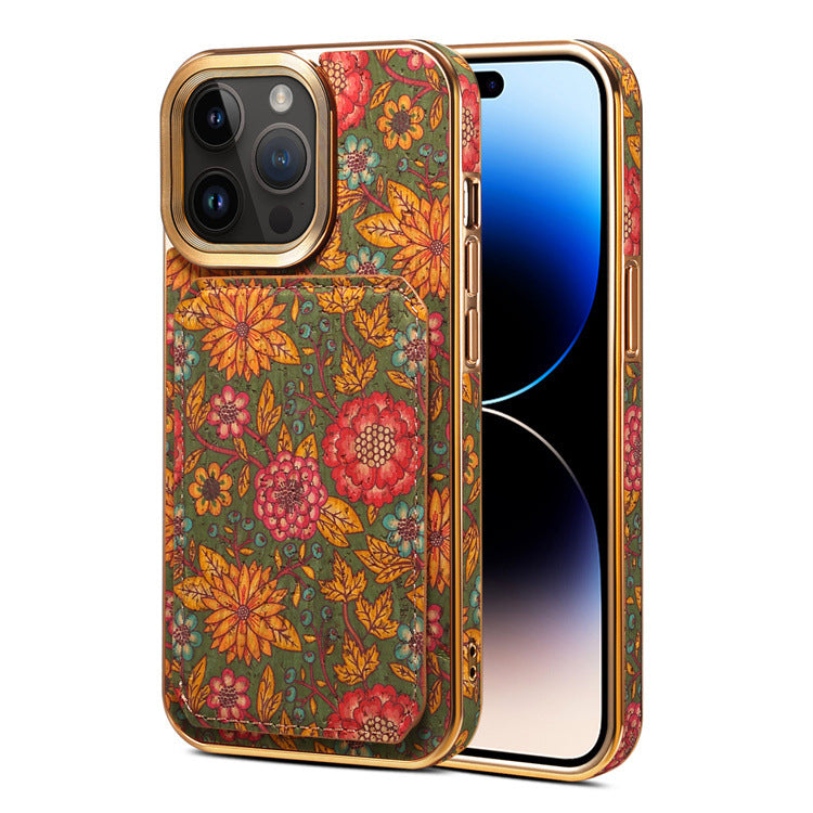 Retro Flower Series Iphone Wallet Case With Card Holder