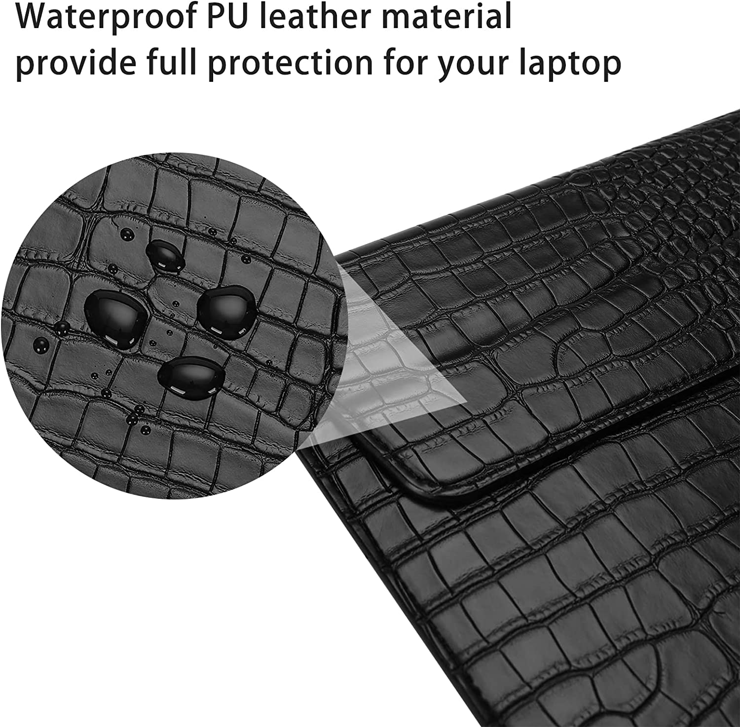 Black Faux Crocodile Laptop Sleeve Case